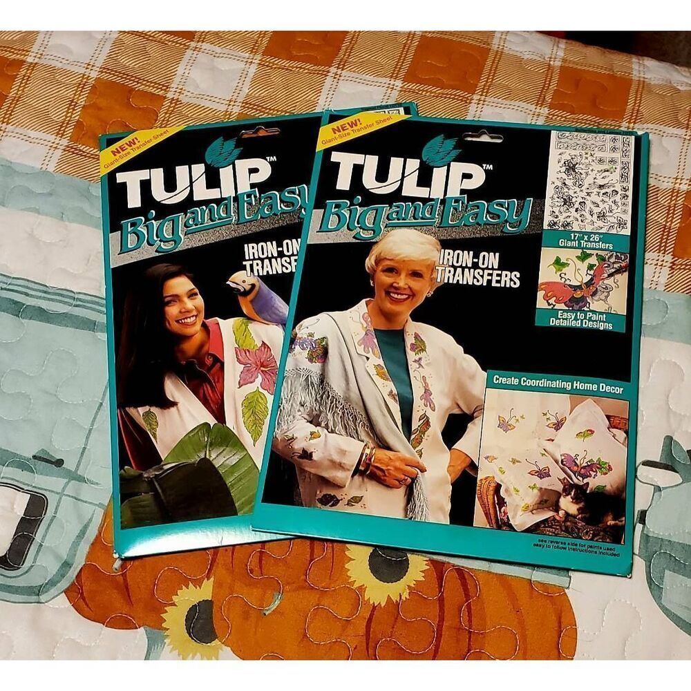 NIP PACK OF 2 TULIP BIG AND EASY IRON ON TRANSFERS